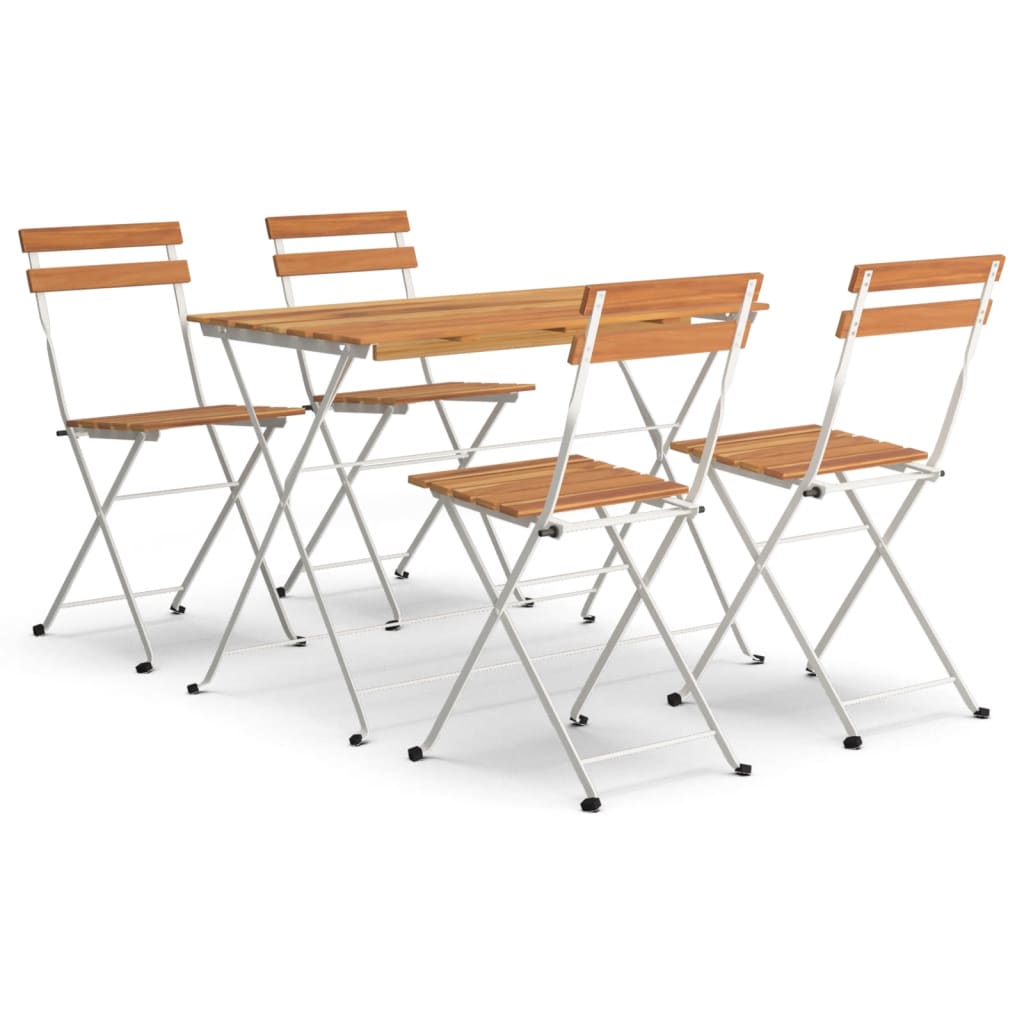vidaXL Σετ Τραπεζαρίας Bistro Πτυσσόμενο 5 τεμ. Μασίφ Ακακία & Ατσάλι
