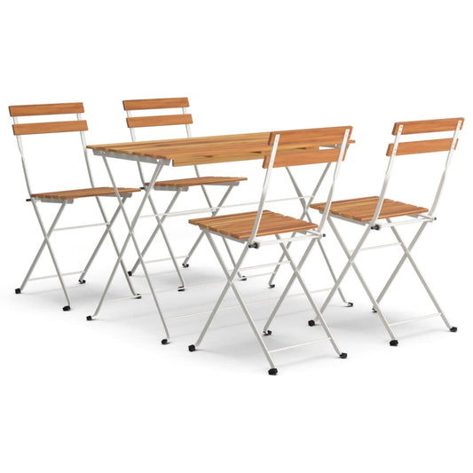vidaXL Σετ Τραπεζαρίας Bistro Πτυσσόμενο 5 τεμ. Μασίφ Ακακία & Ατσάλι
