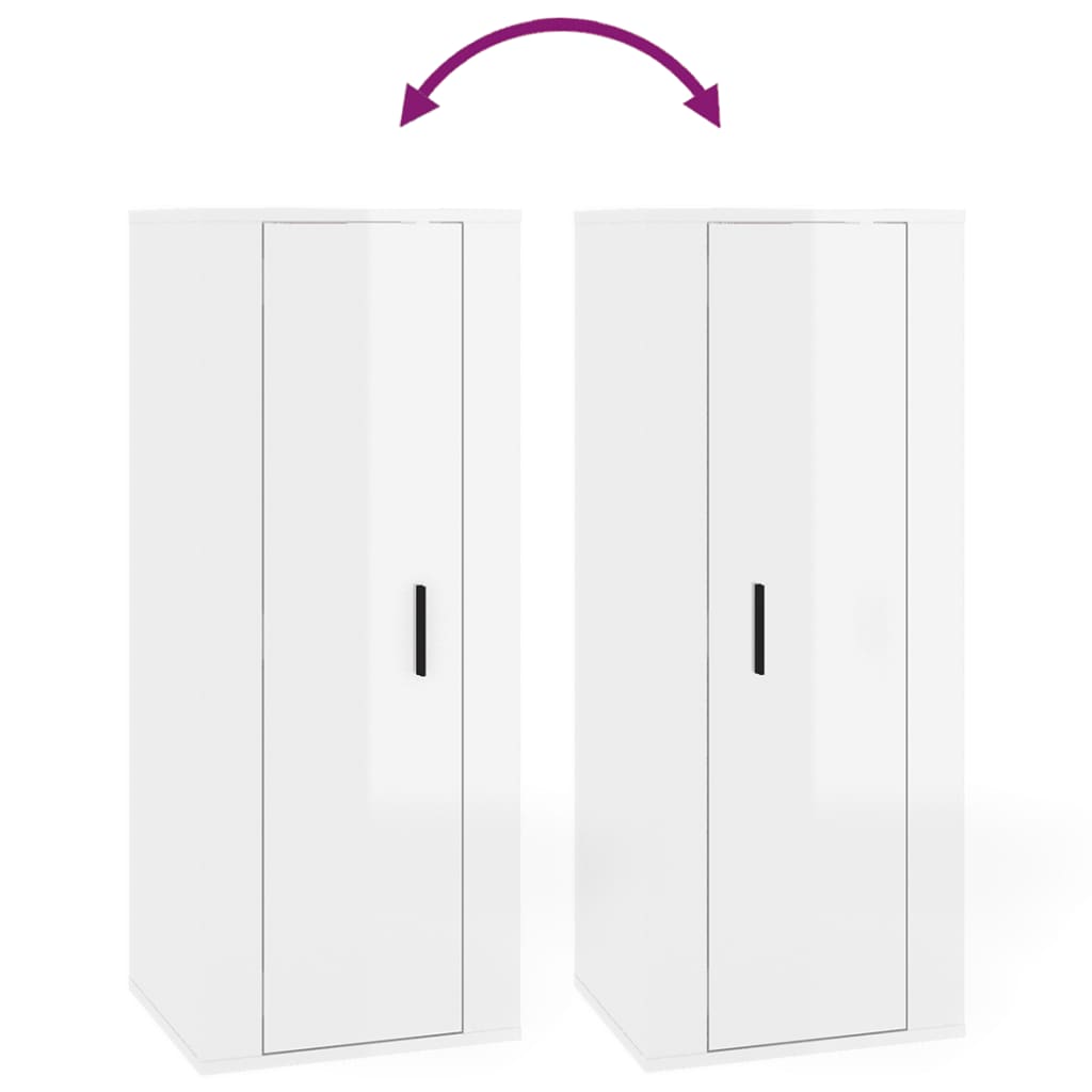 vidaXL Έπιπλο Τηλεόρασης Επιτοίχιο Γυαλιστερό Λευκό 40x34,5x100 εκ.