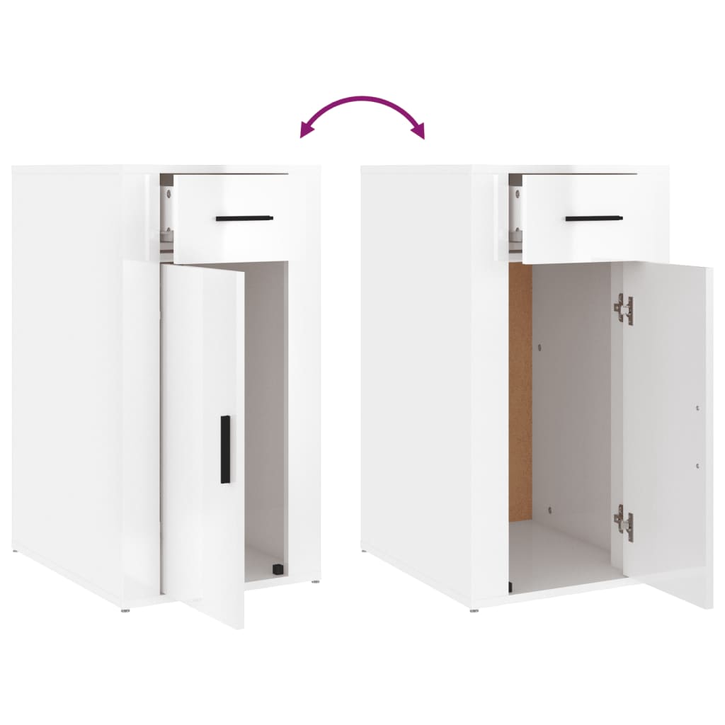 vidaXL Ντουλάπι Γραφείου Γυαλ. Λευκό 40x49x75 εκ. Επεξεργασμένο Ξύλο