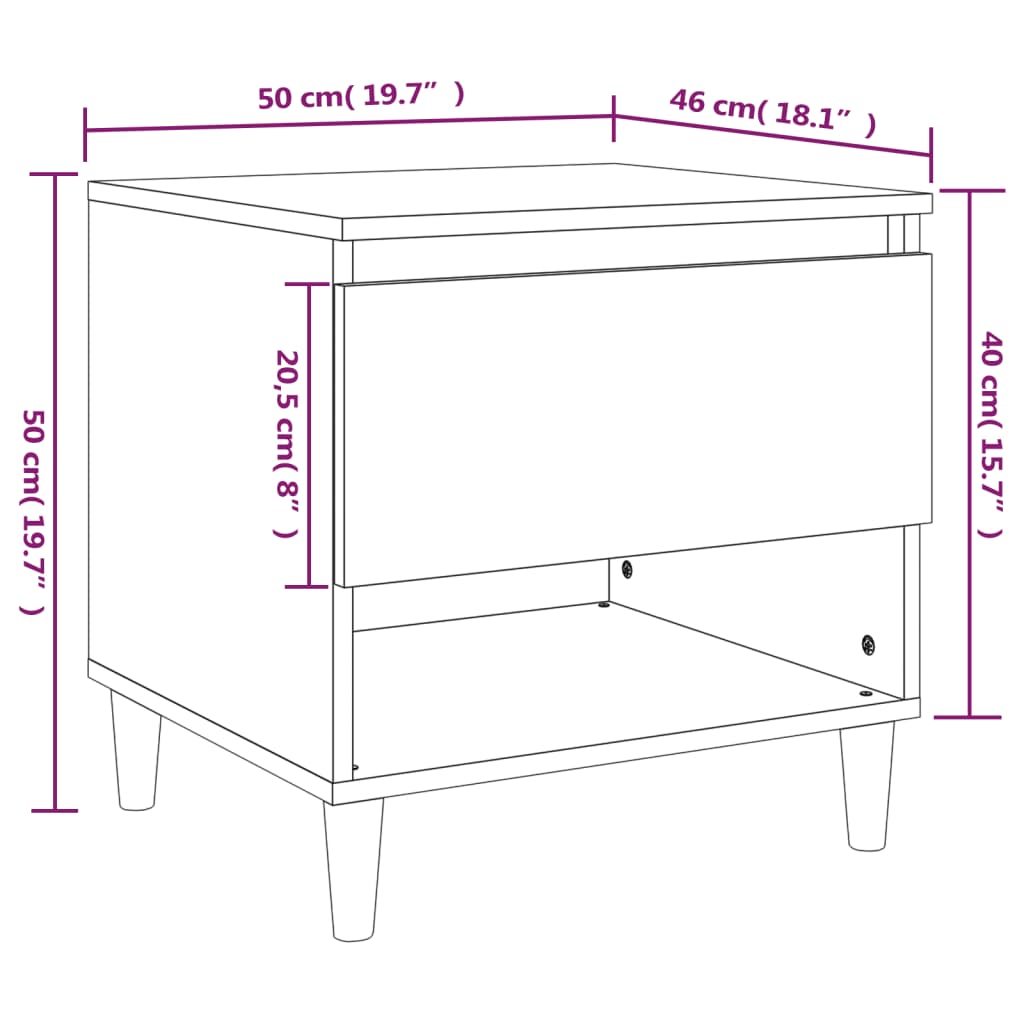 vidaXL Κομοδίνο Καπνιστή βελανιδιά 50x46x50 εκ. από Επεξεργασμένο Ξύλο