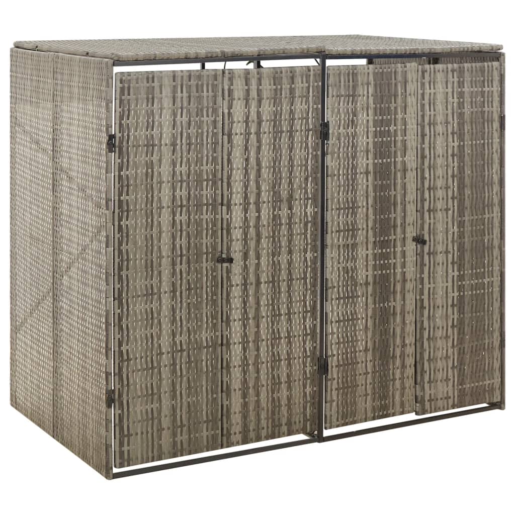 vidaXL Πλαίσιο για Κάδο Απορρ. με Ρόδες Γκρι 140x80x117 εκ Συνθ. Ρατάν