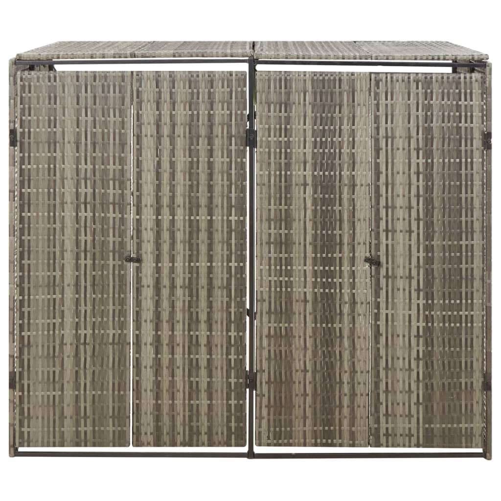 vidaXL Πλαίσιο για Κάδο Απορρ. με Ρόδες Γκρι 140x80x117 εκ Συνθ. Ρατάν