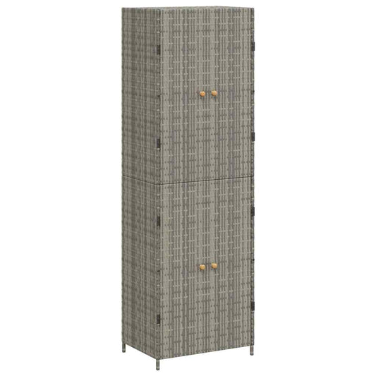 vidaXL Ντουλάπι Αποθήκευσης Κήπου Γκρι 59x40x180 εκ. από Συνθ. Ρατάν