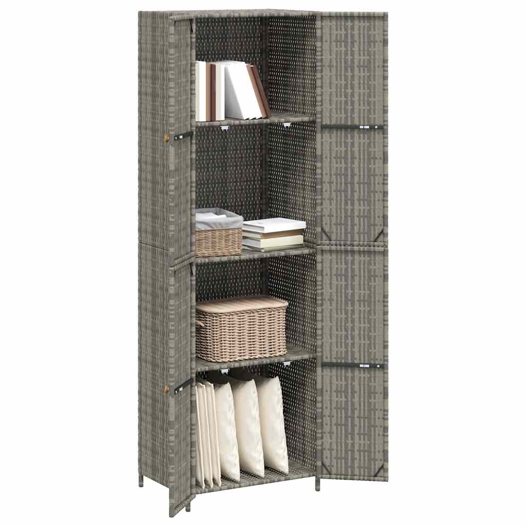 vidaXL Ντουλάπι Αποθήκευσης Κήπου Γκρι 59x40x180 εκ. από Συνθ. Ρατάν