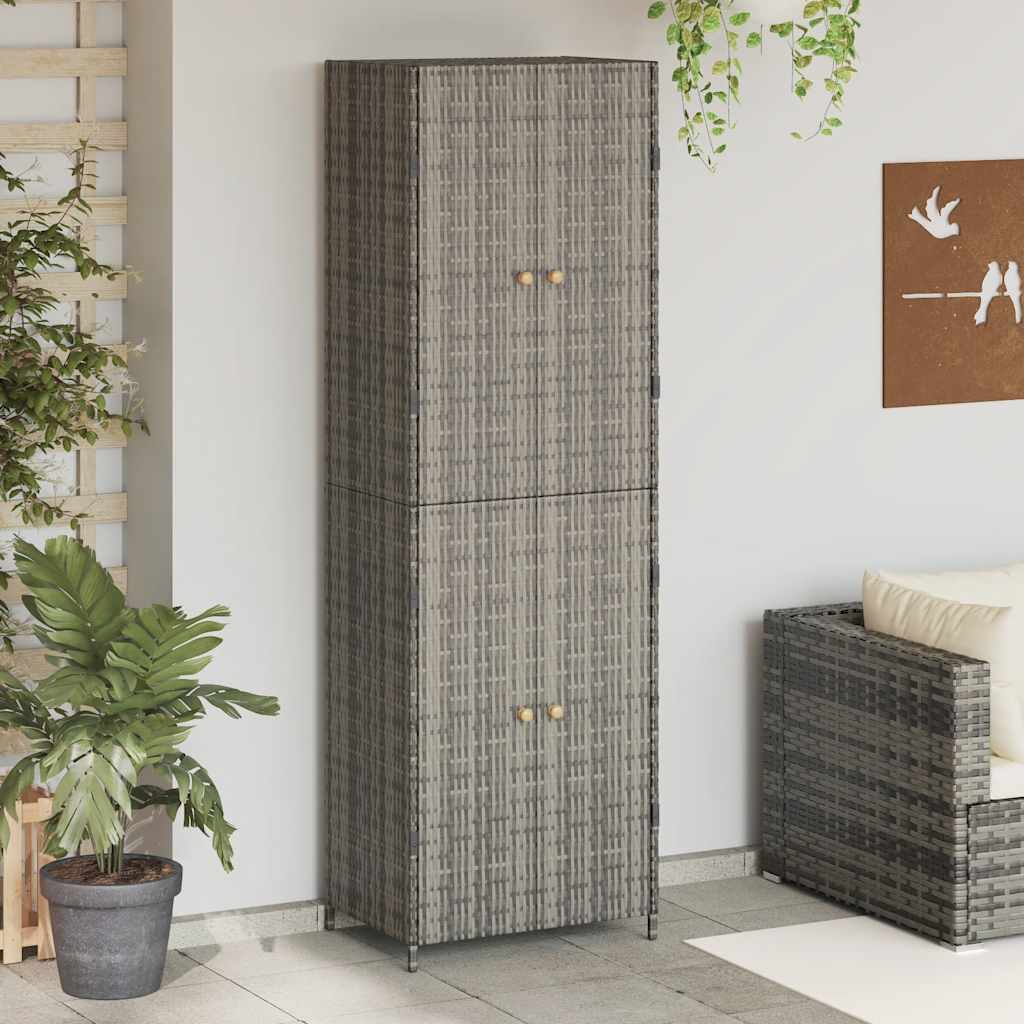 vidaXL Ντουλάπι Αποθήκευσης Κήπου Γκρι 59x40x180 εκ. από Συνθ. Ρατάν