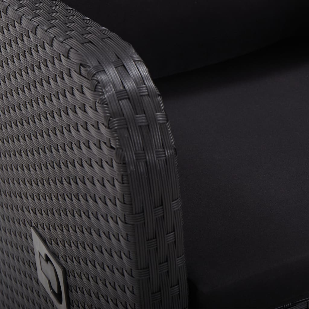 vidaXL Καρέκλες Κήπου Ανακλιν. 2 τεμ. Μαύρο Συνθ. Ρατάν με Μαξιλάρια