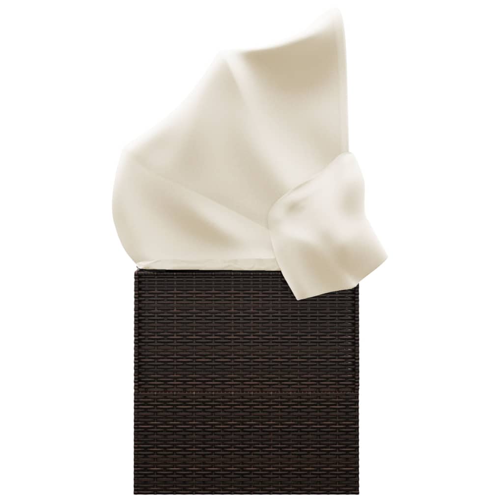 vidaXL Καναπές Εξωτερικού Χώρου με Οροφή & Μαξιλάρια Καφέ Συνθ. Ρατάν