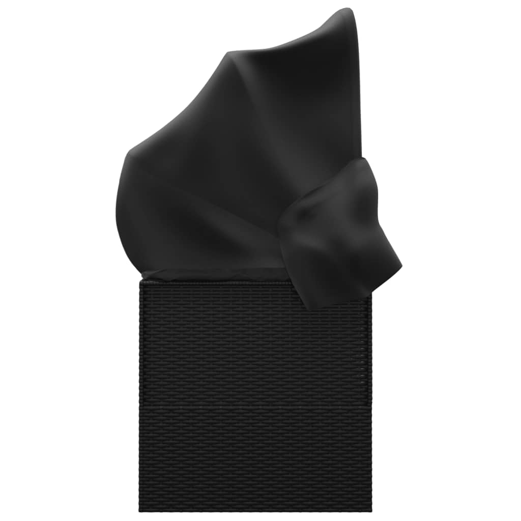 vidaXL Καναπές Εξωτερικού Χώρου Μαύρο Συνθετικό Ρατάν Οροφή&Μαξιλάρια