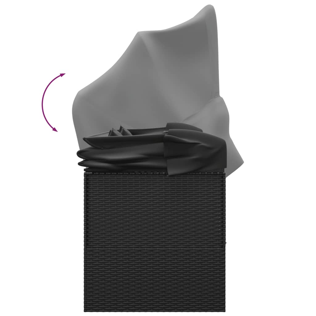 vidaXL Καναπές Εξωτερικού Χώρου Μαύρο Συνθετικό Ρατάν Οροφή&Μαξιλάρια