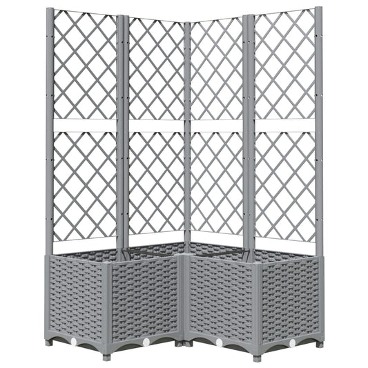 vidaXL Ζαρντινιέρα Κήπου με Καφασωτό Ανοιχτό Γκρι 80x80x136 εκ. από PP