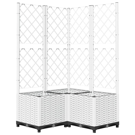 vidaXL Ζαρντινιέρα Κήπου με Καφασωτό Λευκή 80x80x136 εκ. Πολυπροπ.