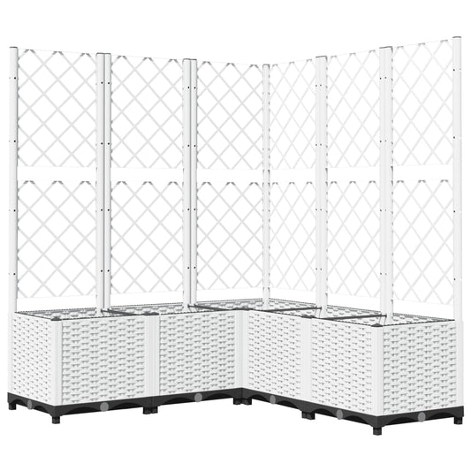 vidaXL Ζαρντινιέρα Κήπου με Καφασωτό Λευκή 120x120x136 εκ. Πολυπροπ.