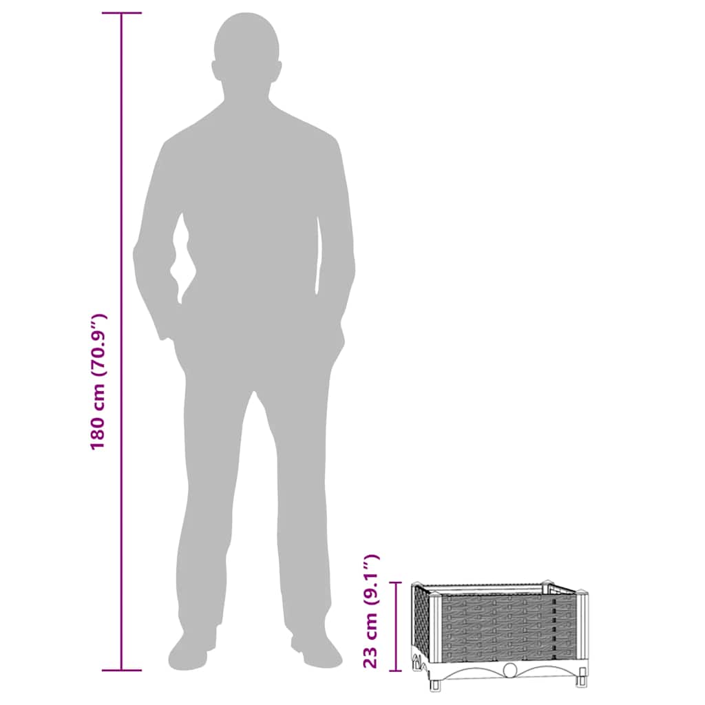 vidaXL Ζαρντινιέρα 40 x 40 x 23 εκ. από Πολυπροπυλένιο