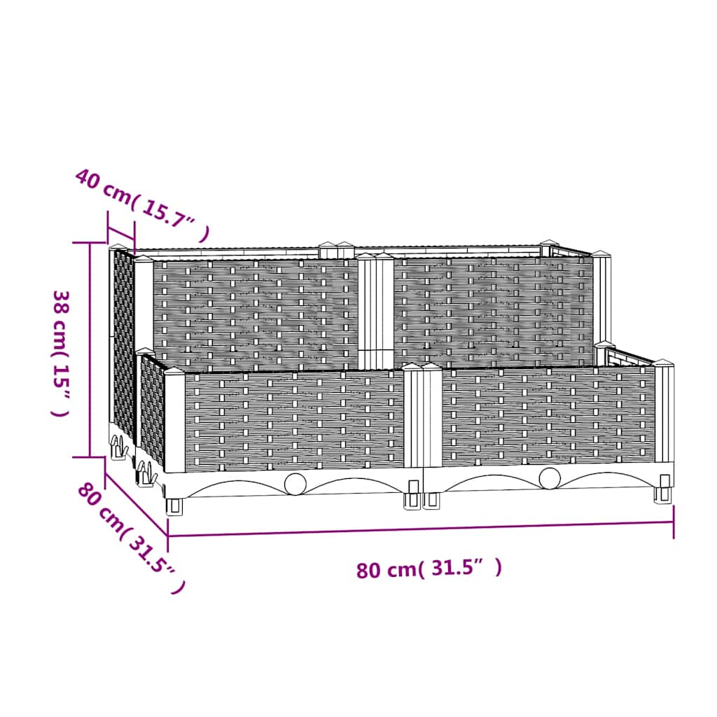 vidaXL Ζαρντινιέρα 80 x 80 x 38 εκ. από Πολυπροπυλένιο