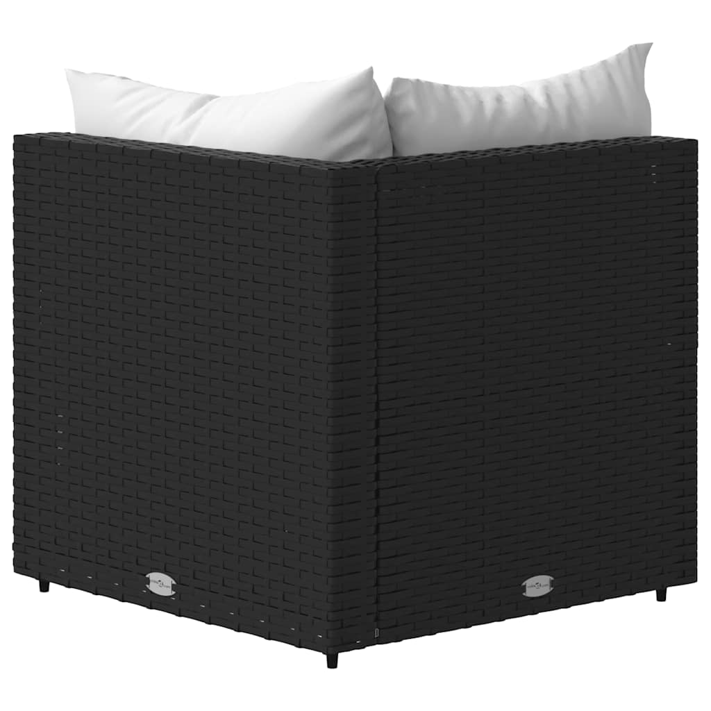 vidaXL Καναπές Κήπου Γωνιακός με Μαξιλάρια Καφέ από Συνθετικό Ρατάν