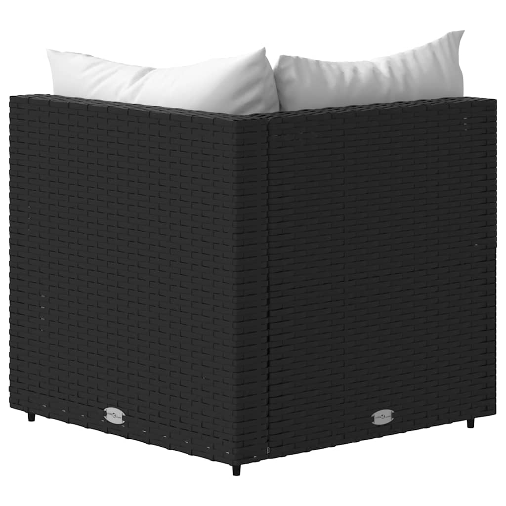 vidaXL Καναπέδες Κήπου Γωνιακοί με Μαξιλάρια 2 τεμ. Μαύρο Συνθ. Ρατάν