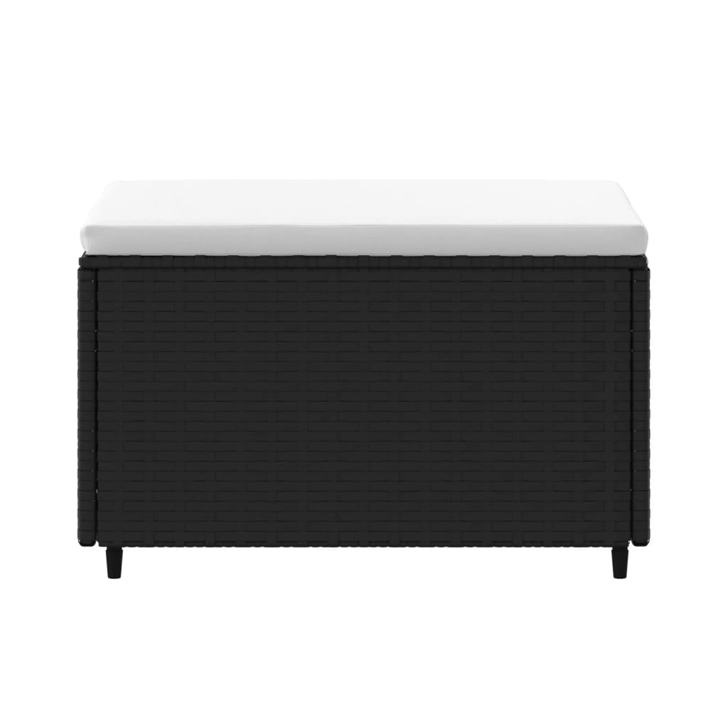 vidaXL Υποπόδια Κήπου 2 τεμ. Μαύρα από Συνθετικό Ρατάν με Μαξιλάρια