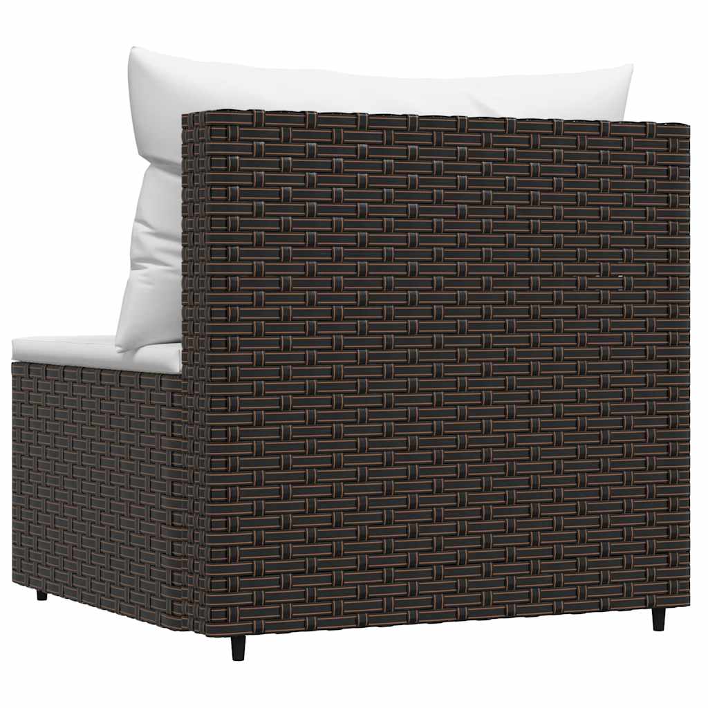 vidaXL Καναπές Κήπου Μεσαίος με Μαξιλάρια Καφέ από Συνθετικό Ρατάν