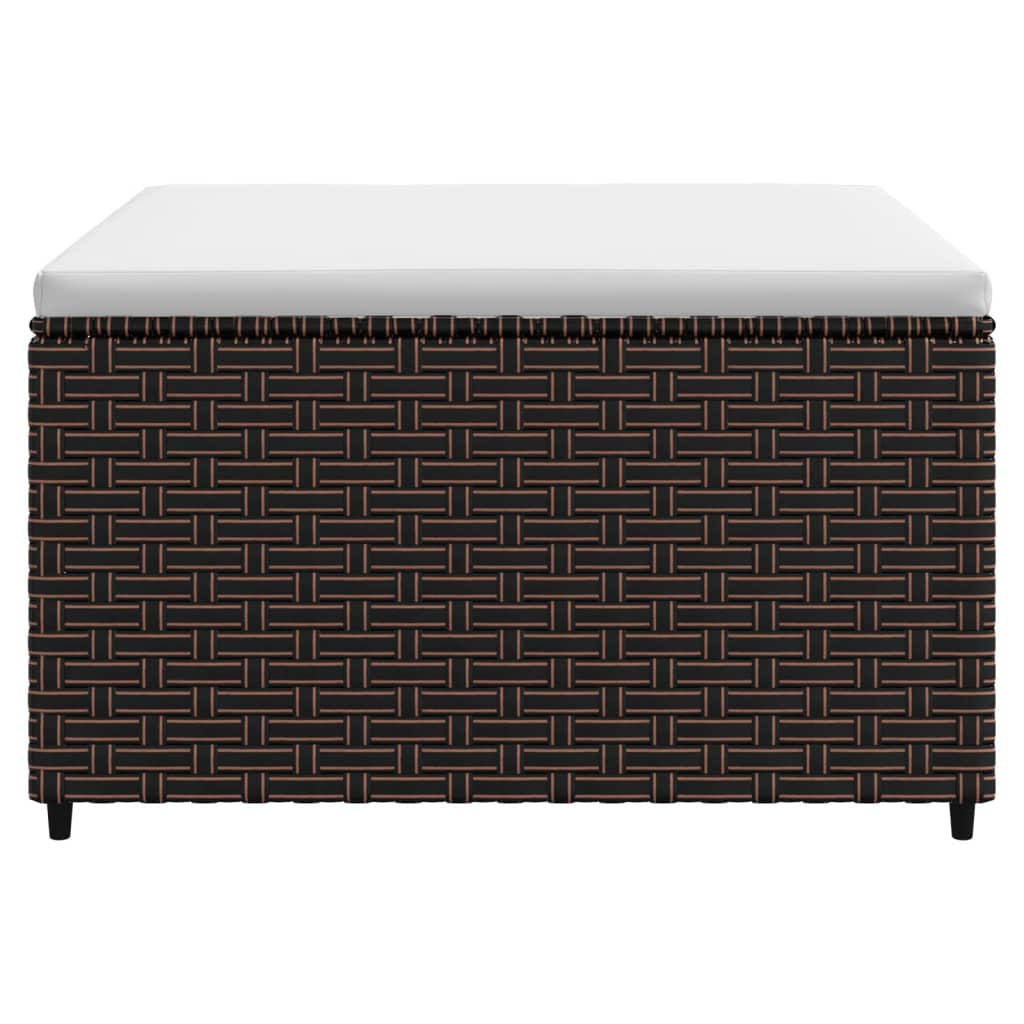 vidaXL Υποπόδιο Κήπου με Μαξιλάρι Καφέ από Συνθετικό Ρατάν