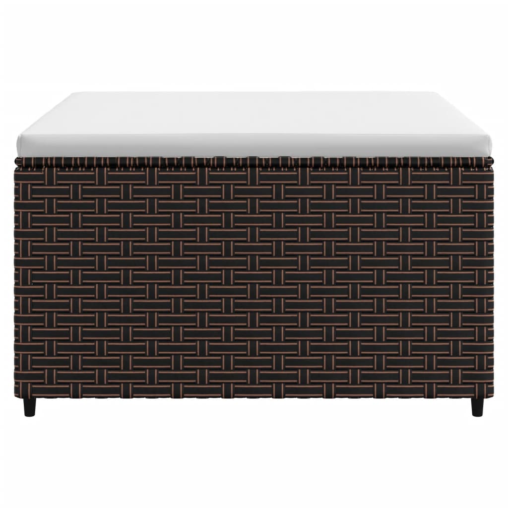 vidaXL Υποπόδια Κήπου 2 τεμ. Καφέ από Συνθετικό Ρατάν με Μαξιλάρια