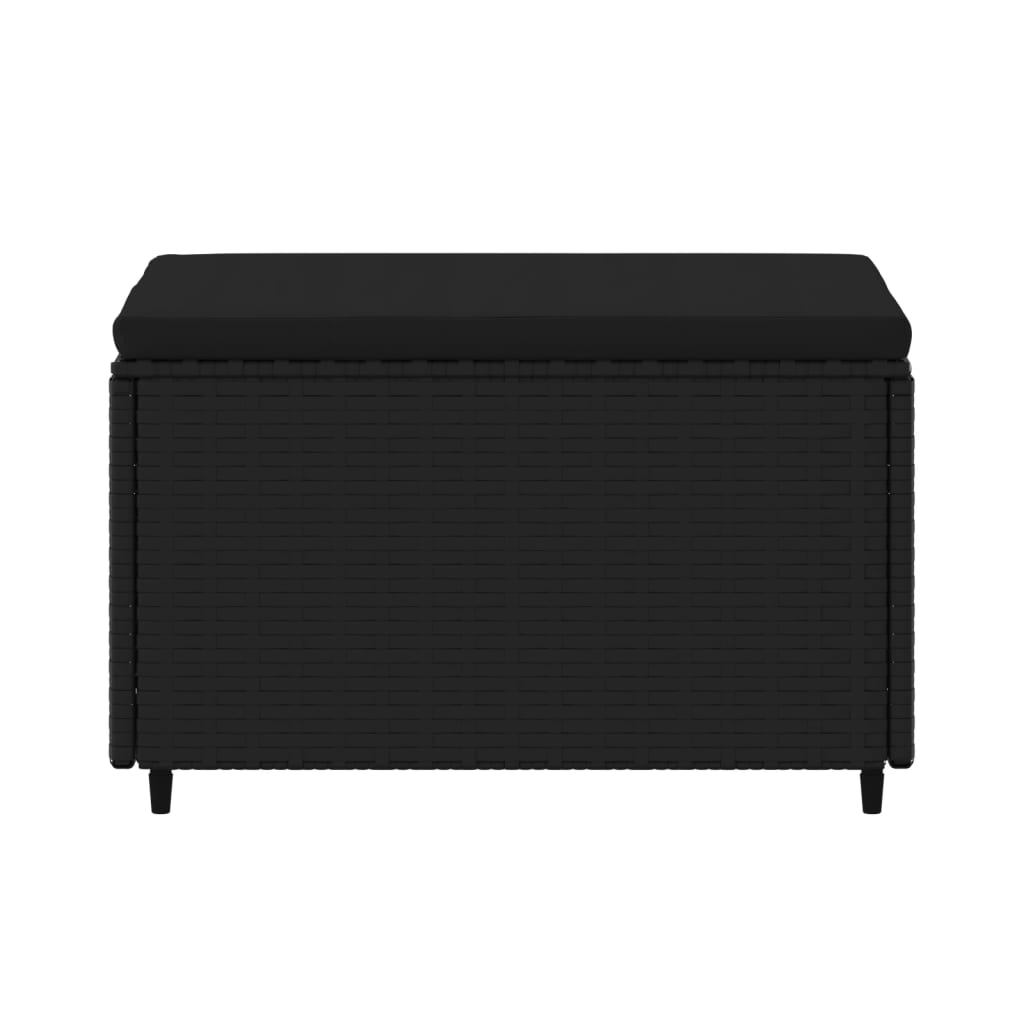 vidaXL Υποπόδια Κήπου 2 τεμ. Μαύρα από Συνθετικό Ρατάν με Μαξιλάρια