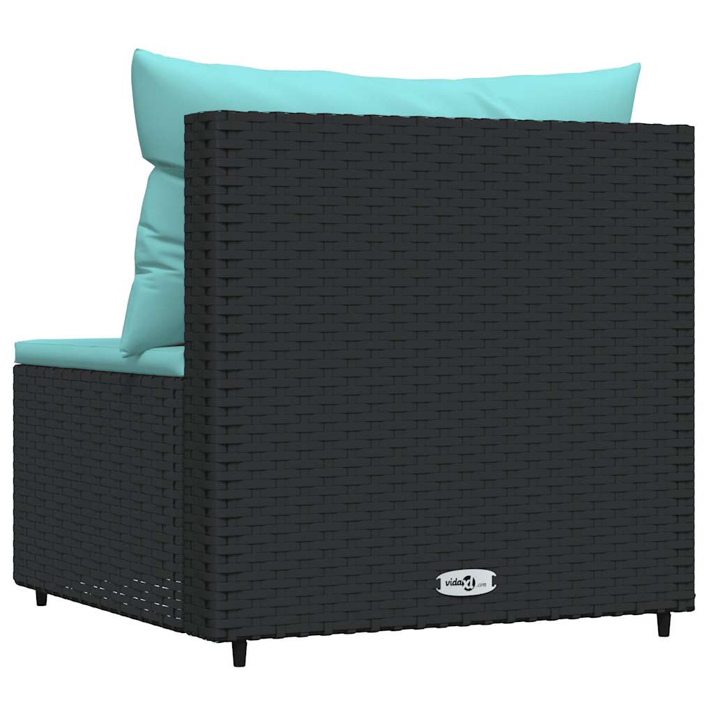 vidaXL Καναπέδες Κήπου Μεσαίοι με Μαξιλάρια Μαύρο από Συνθετικό Ρατάν