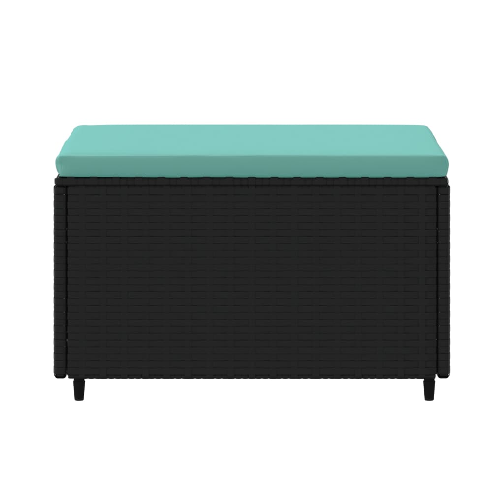 vidaXL Υποπόδια Κήπου 2 τεμ. Μαύρα από Συνθετικό Ρατάν με Μαξιλάρια