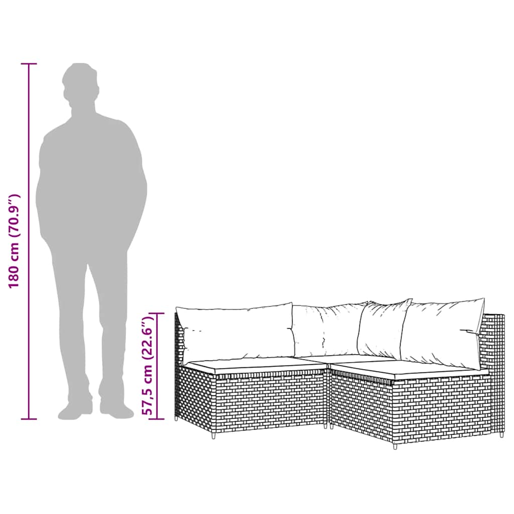 vidaXL Σαλόνι Κήπου Σετ 3 τεμ. Γκρι από Συνθετικό Ρατάν με Μαξιλάρια