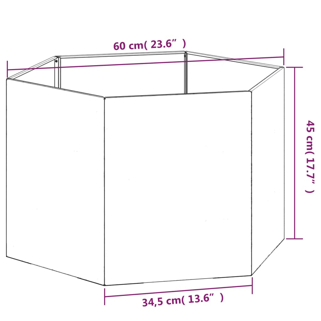 vidaXL Ζαρντινιέρα Σκουρ. 60 x 60 x 45 εκ. Ατσάλι Σκληρυθέν στον Αέρα