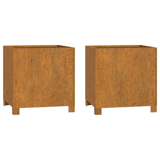 vidaXL Ζαρντινιέρες 2τεμ. Σκουρ. 40x40x40εκ Ατσάλι Σκληρυθέν στον Αέρα