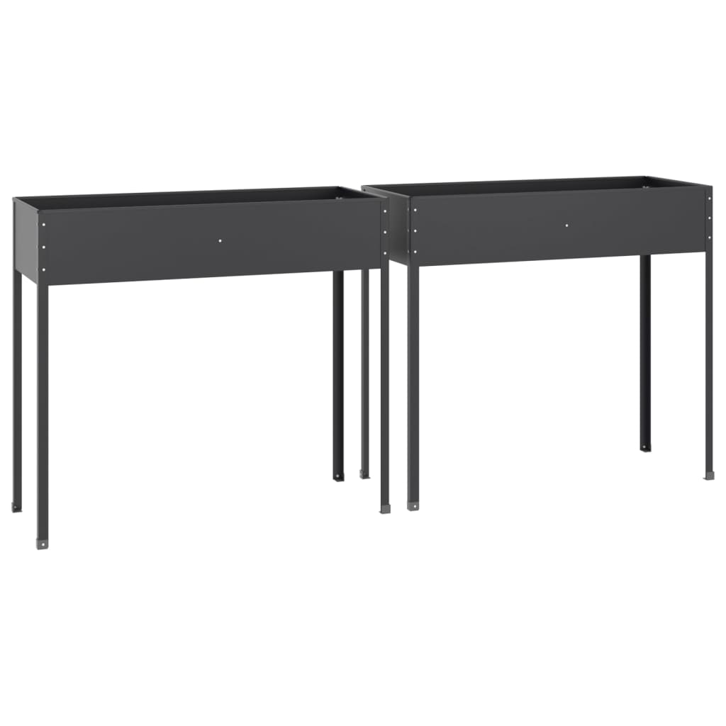 vidaXL Ζαρντινιέρες Κήπου 2 τεμ. Ανθρακί από Γαλβανισμένο Ατσάλι