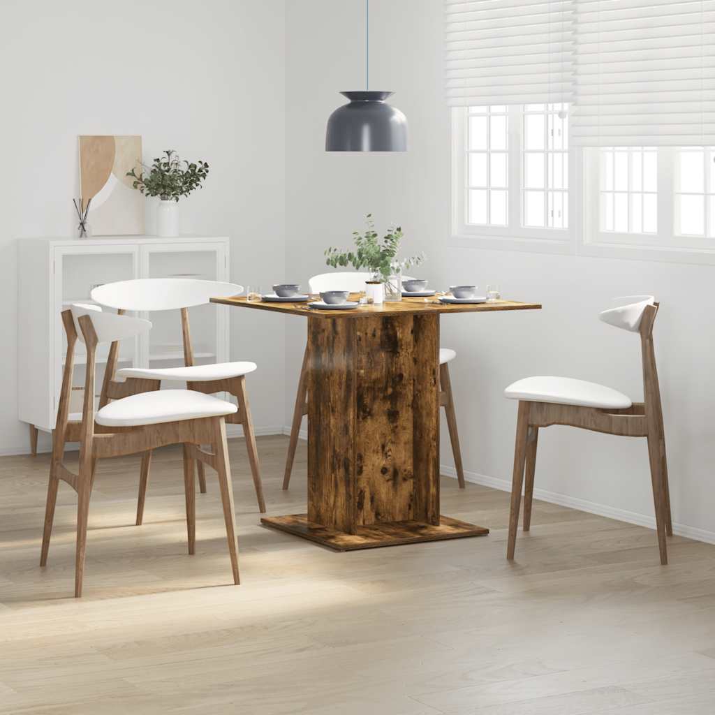 vidaXL Τραπεζαρία Καπνιστή Δρυς 80 x 80 x 75 εκ. Επεξεργασμένο Ξύλο