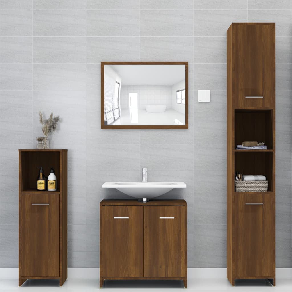 vidaXL Ντουλάπι Μπάνιου Καφέ Δρυς 30x30x95 εκ. Επεξεργασμένο Ξύλο