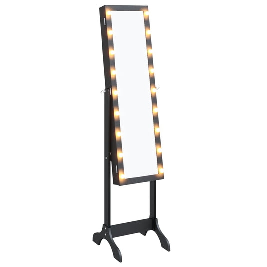 vidaXL Καθρέφτης Επιδαπέδιος με LED Μαύρος 34 x 37 x 146 εκ.