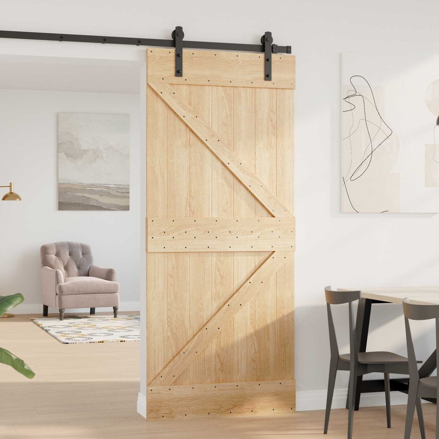 vidaXL Πόρτα NARVIK Φυσικό 90 x 210 cm Συμπαγές Ξύλο Πεύκου
