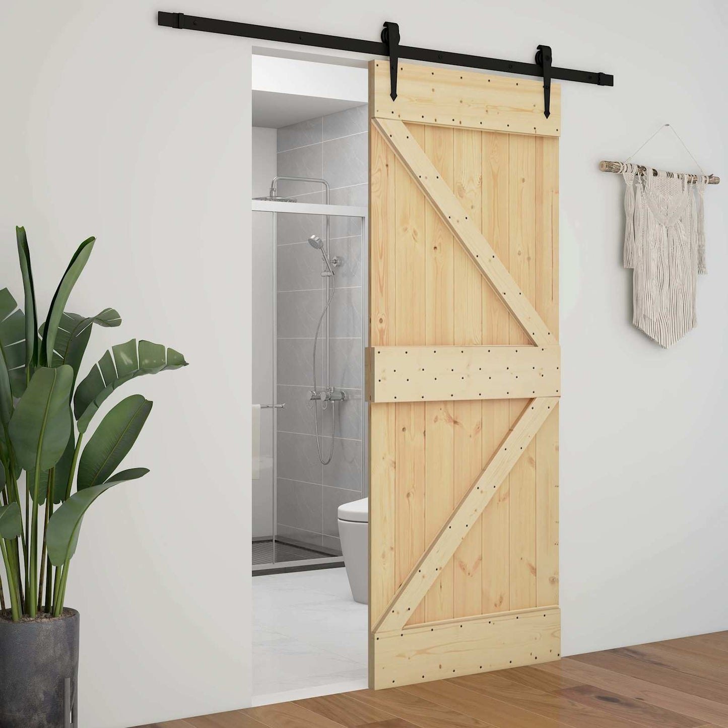 vidaXL Πόρτα NARVIK Φυσικό 90 x 210 cm Συμπαγές Ξύλο Πεύκου