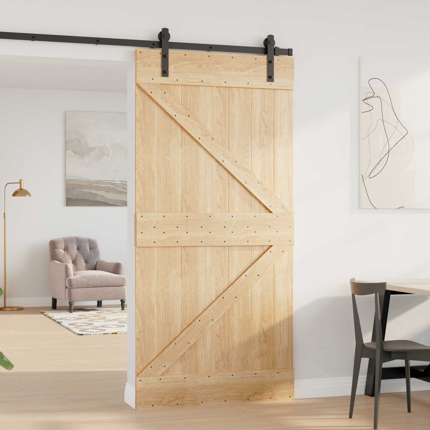 vidaXL Πόρτα NARVIK Φυσικό 100 x 210 cm Συμπαγές Ξύλο Πεύκου