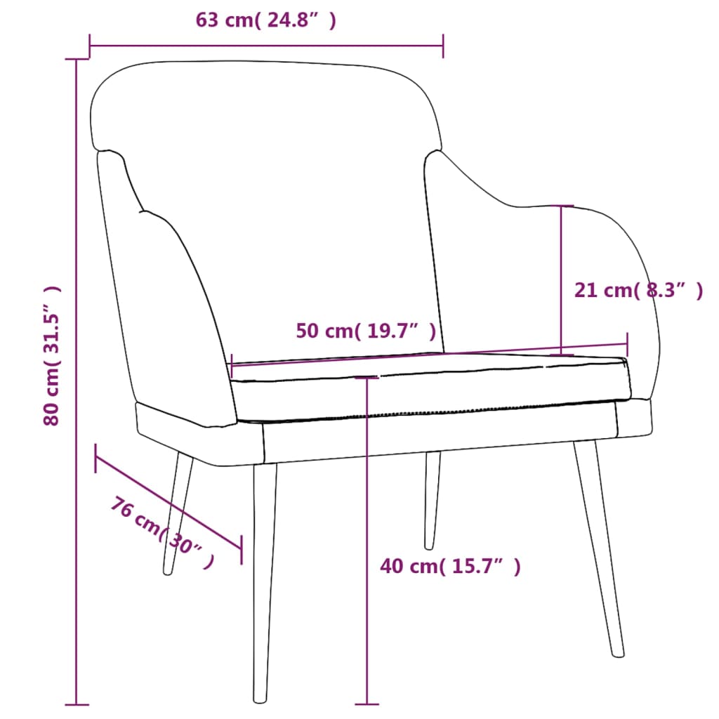 vidaXL Πολυθρόνα Σκούρο Γκρι 63x76x80 εκ. Βελούδινη
