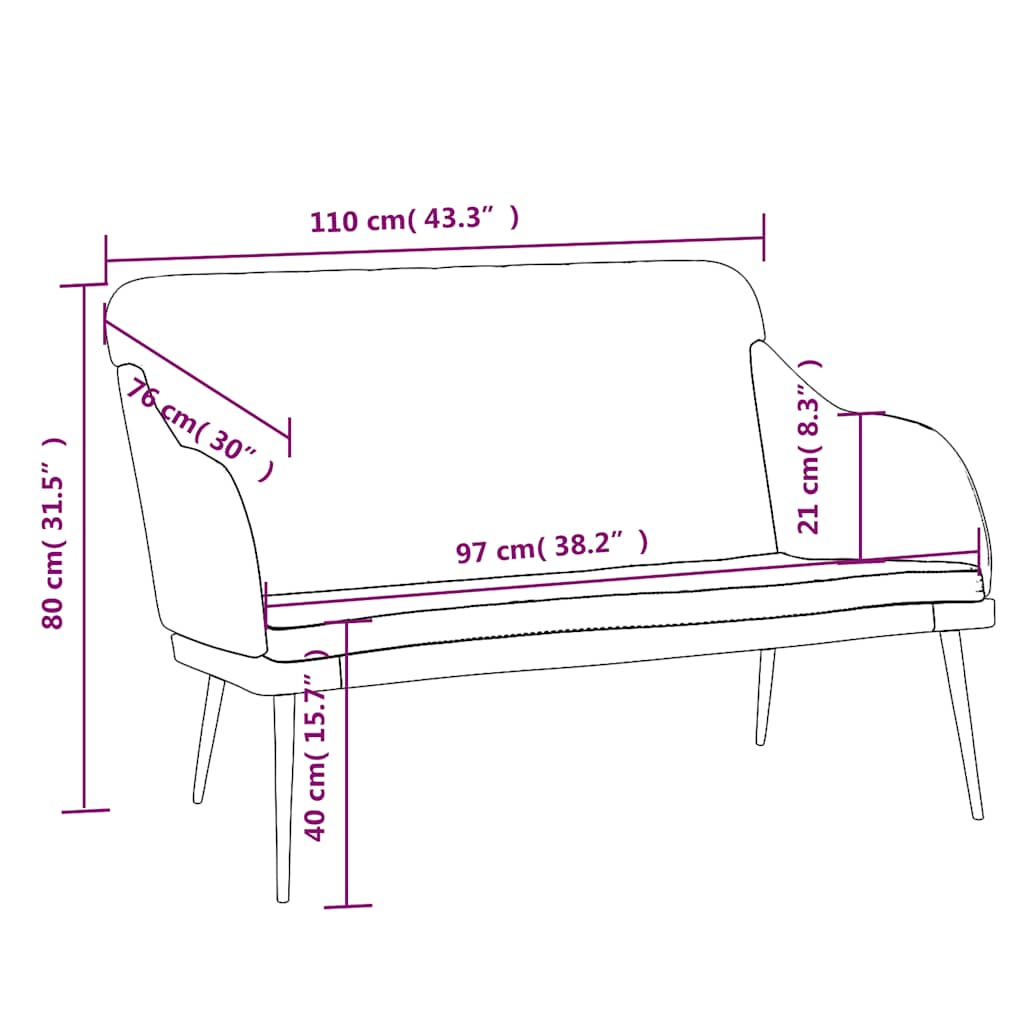 vidaXL Πάγκος Κίτρινο 110x76x80 εκ. Βελούδινος