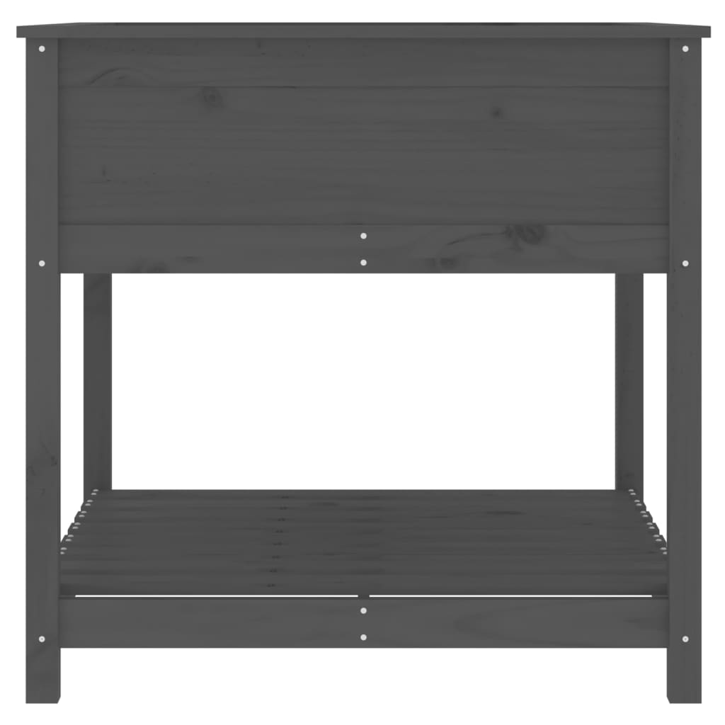 vidaXL Ζαρντινιέρα με Ράφι Γκρι 82,5x82,5x81 εκ. Μασίφ Ξύλο Πεύκου