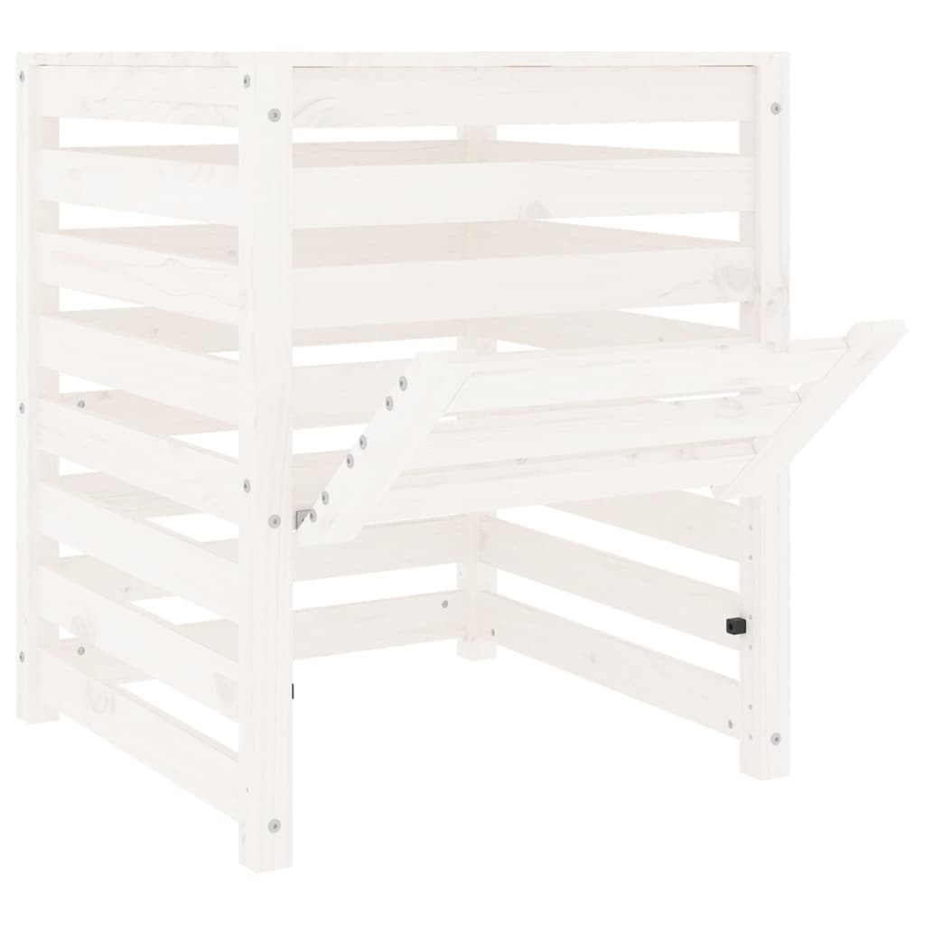 vidaXL Κομποστοποιητής Λευκός 63,5x63,5x77,5 εκ. από Μασίφ Ξύλο Πεύκου