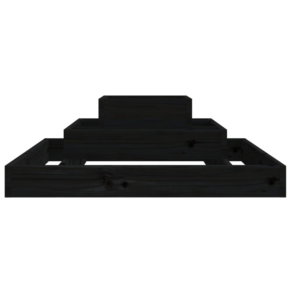 vidaXL Ζαρντινιέρα Μαύρο 80 x 80 x 27 εκ. από Μασίφ Ξύλο Πεύκου