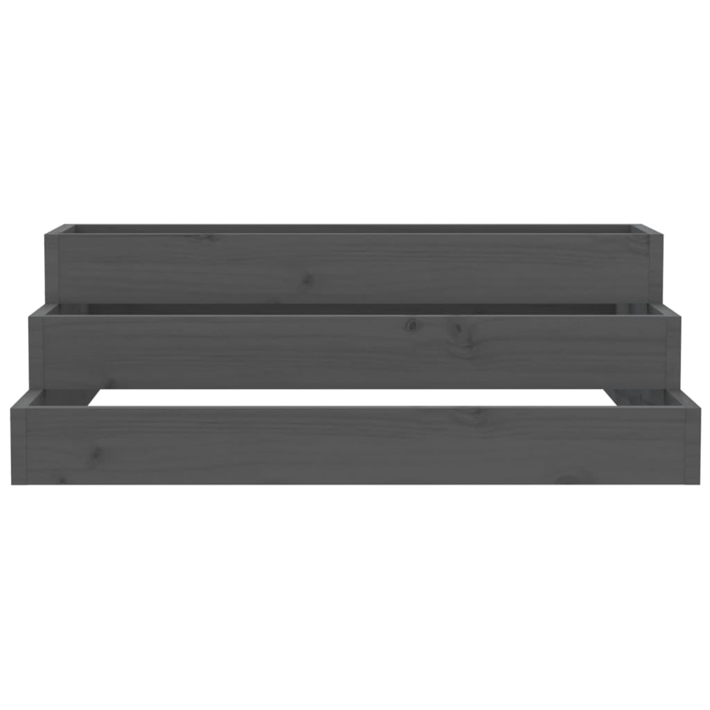 vidaXL Ζαρντινιέρα Γκρι 80 x 80 x 27 εκ. από Μασίφ Ξύλο Πεύκου