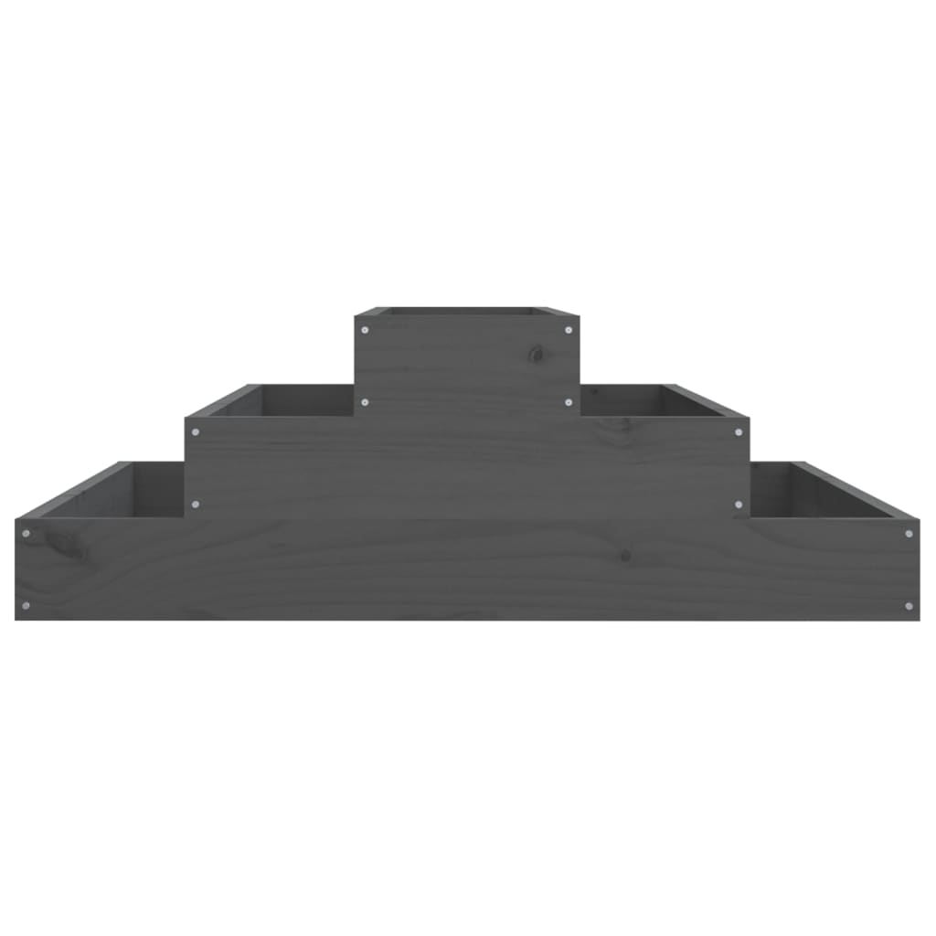 vidaXL Ζαρντινιέρα Γκρι 80 x 80 x 27 εκ. από Μασίφ Ξύλο Πεύκου