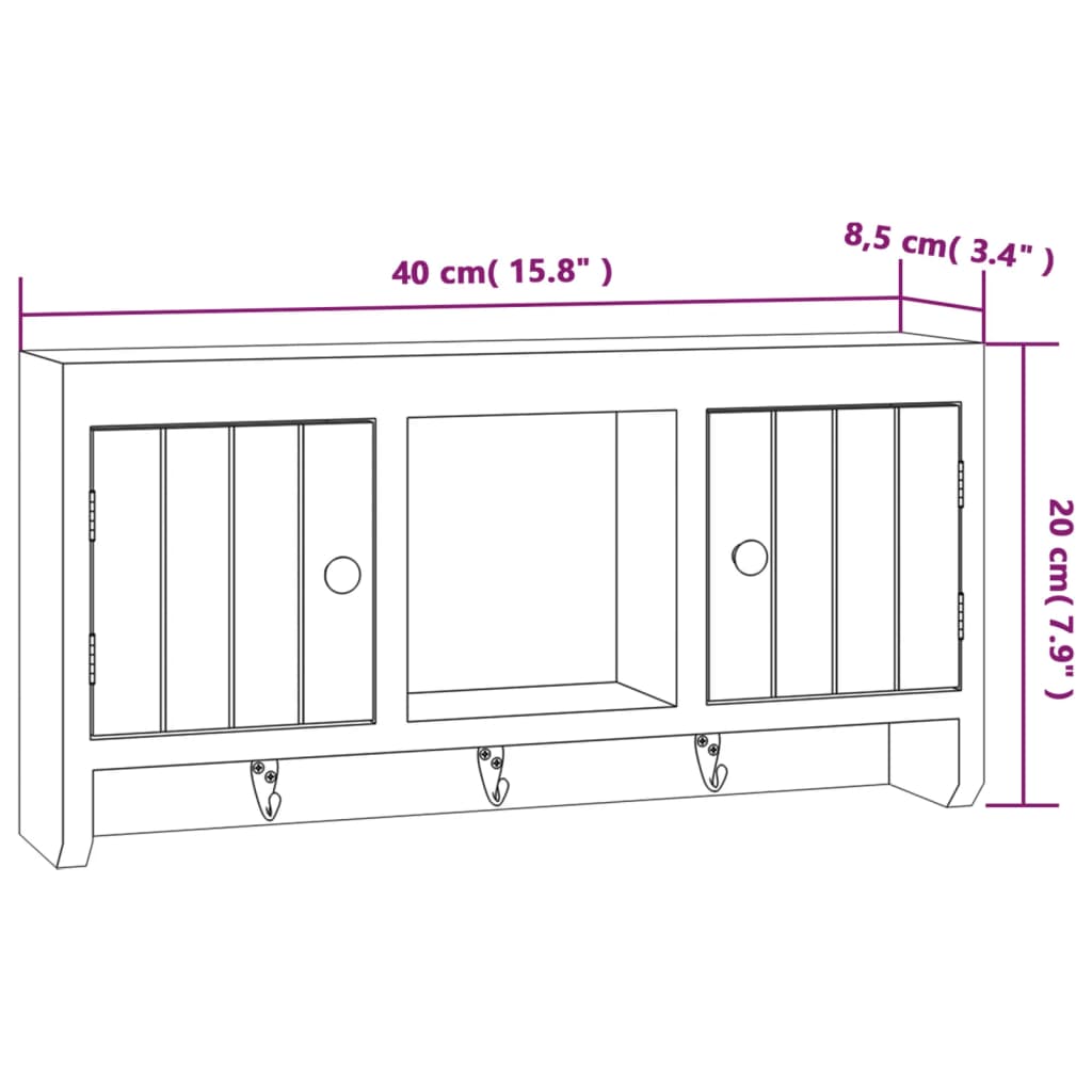 vidaXL Κλειδοθήκη Λευκή 40x8,5x20 εκ. από Επεξεργασμένο Ξύλο & Ατσάλι