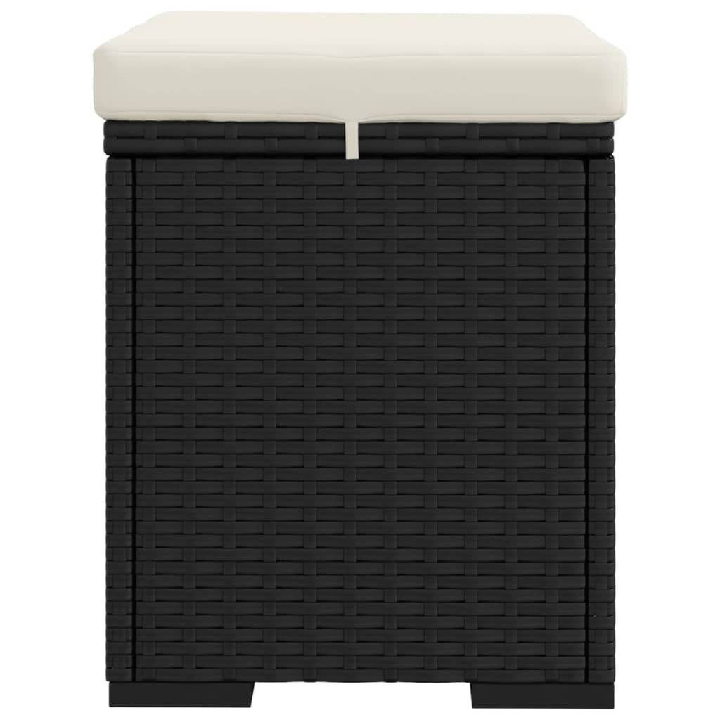 vidaXL Υποπόδιο με Μαξιλάρι Μαύρο 40 x 30 x 40 εκ. από Συνθετικό Ρατάν