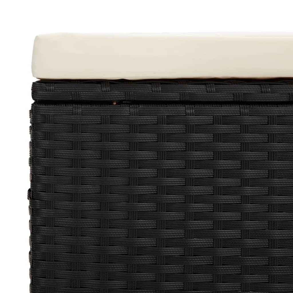 vidaXL Υποπόδιο με Μαξιλάρι Μαύρο 40 x 30 x 40 εκ. από Συνθετικό Ρατάν