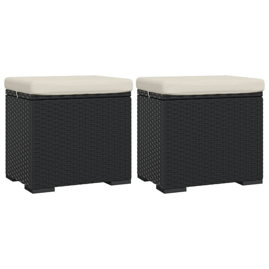 vidaXL Υποπόδια με Μαξιλάρια 2 τεμ. Μαύρα 40x30x40 εκ. από Συνθ. Ρατάν
