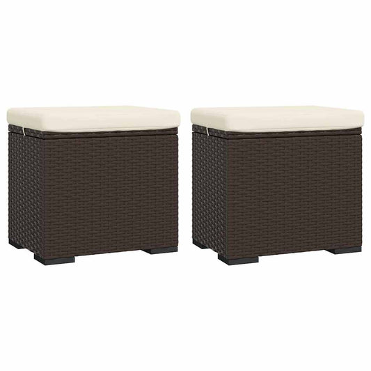 vidaXL Υποπόδια με Μαξιλάρια 2 τεμ. Καφέ 40x30x40 εκ. από Συνθ. Ρατάν